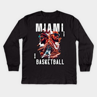 Miami heat basketball  vector graphic design Kids Long Sleeve T-Shirt